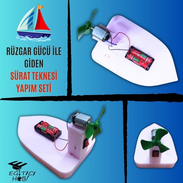 Rüzgar Gücü İle Giden Tekne - Pilli Versiyon Rüzgar Gücü İle Giden Tekne - Pilli Versiyon